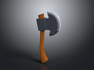 Axe Weapon 3D Model Design With Wooden Handle And Metal Head 3d model