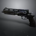 Black Revolver With Metal Barrel And Textured Grip Design Features