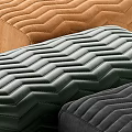 Stylish Ottoman Footstool With Zigzag Pattern Metal Legs In Black Dark Green Brown