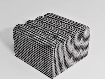 Modern Black And White Checkered Ottoman With Three Connected Upholstered Sections 3d model