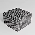 Modern Black And White Checkered Ottoman With Three Connected Upholstered Sections 3d model
