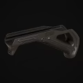 Dark Ergonomic Grip Component With Textured Surface And Structured Design 3d model