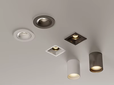 Modern Downlights and Spotlights with Round Square White Black Ceiling Mounted Designs 3d model