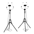 Professional Medical Equipment Setup Including Black Treatment Table Mobile Cart And Surgical Lamp