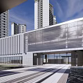 Modern High Rise Residential Building Exterior With Glass Entrance And Metal Facade Design