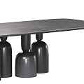 Sleek Modern Black Oval Dining Table With Unique Bell Shaped Legs And Smooth Surface 3d model
