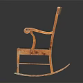 Vintage Wooden Rocking Chair With Curved Armrests And Black Comfortable Seat