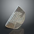 Fashionable Geometric Brooch Featuring Striped Design And Metallic Material For Clothing Accessory