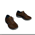 Brown Leather Casual Shoes With Blue Stripes And White Sole Design