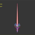 Elegant Red Ornamental Sword Decor With Golden Base And Intricate Details