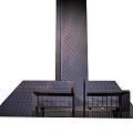 Modern High Rise Office Building With Glass Curtain Wall And Sleek Exterior Design
