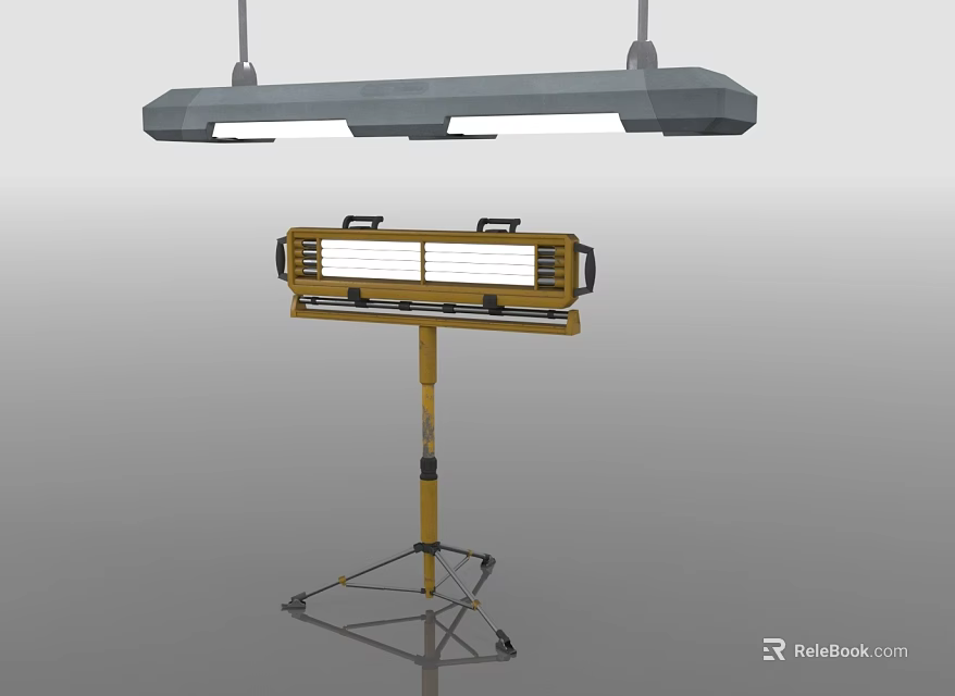 Modern Lighting Combination With Hanging Linear Light And Floor Lamp With Stand 3d model 
