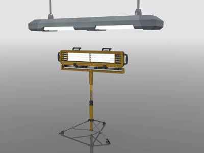 Modern Lighting Combination With Hanging Linear Light And Floor Lamp With Stand 3d model
