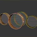 Set of Decorative Wooden Sieves with Mesh and Colorful Patterns for Kitchen Use