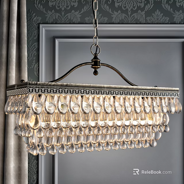Elegant Classic Crystal Chandelier With Ornate Metal Frame And Hanging Pendants 3d model 