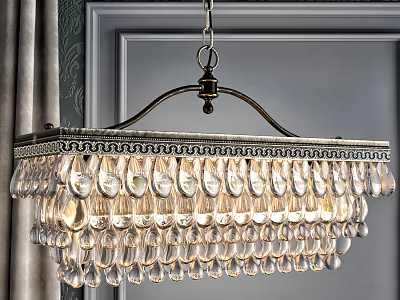 Elegant Classic Crystal Chandelier With Ornate Metal Frame And Hanging Pendants 3d model