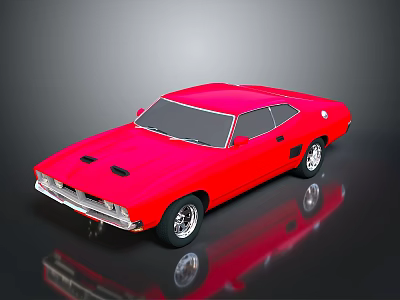 Classic Red Muscle Car With Black Windows Silver Alloy Wheels And Glossy Finish 3d model