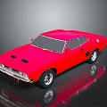 Classic Red Muscle Car With Black Windows Silver Alloy Wheels And Glossy Finish