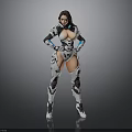 Futuristic Sci-Fi Female Character Armor Costume With Mechanical Leggings Arm Guards And High Heels