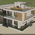 Modern Detached Villa With Large Glass Facade Rooftop Terrace And Lush Greenery