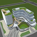Modern Office Building With Curved Glass Facade And Contemporary Architectural Design