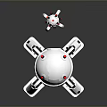 White Spherical Robot With Red Eyes And Mechanical Legs On Gray Reflective Surface
