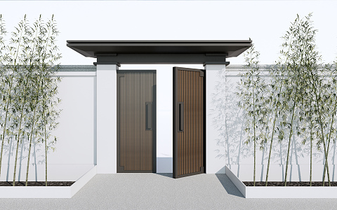 New Chinese Style Gate Patio Door Head 3d model