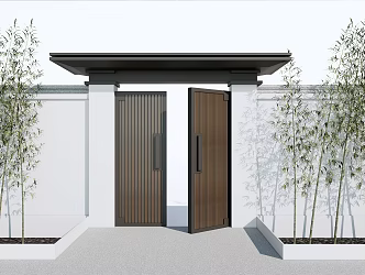 New Chinese Style Gate Patio Door Head 3d model