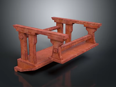 Brown Wooden Decorative Structure With Vintage Design Crafted Supports And 3D Rendered Details 3d model