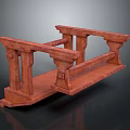Brown Wooden Decorative Structure With Vintage Design Crafted Supports And 3D Rendered Details