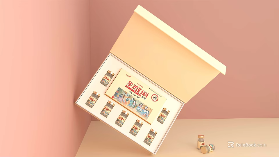 Essential Medical Devices First Aid Kit in Open Box with Multiple Small Packages and Bottles 3d model 
