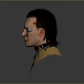Detailed 3D Character Head With Black Hair Facial Scar Yellow Fur Collar Green Shirt