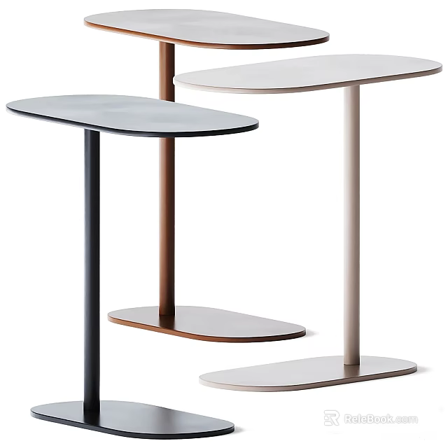 Modern Minimalist Side Tables With Slim Legs And Oval Tops Design 3d model 
