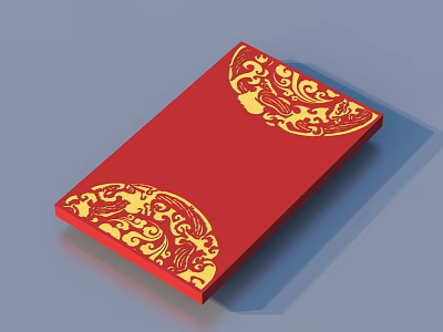 Traditional Red Decorative Envelope With Golden Intricate Patterns For Daily Use 3d model