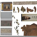 Traditional Shadow Puppetry Art With Ancient Characters Architecture And Display Cases