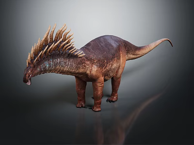 Realistic Spiked Dinosaur 3D Model With Brown Purple Skin And Long Neck 3d model