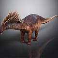 Realistic Spiked Dinosaur 3D Model With Brown Purple Skin And Long Neck