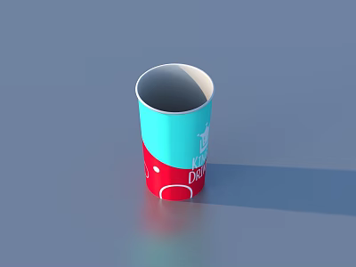 Colorful Paper Cup With Blue Red Design And Happy Day Text For Drinks 3d model