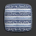 Blue and White Woven Striped Ottoman With Tassel Trim Ethnic Style Home Decor