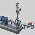 Industrial Equipment Motor Driven Pump System With Stainless Steel Pipes Red Valves And Base