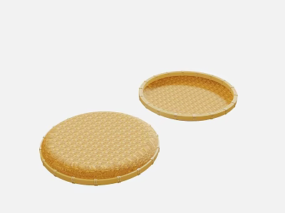 Two Round Woven Garden Decorative Trays With Textured Design For Outdoor Decor 3d model