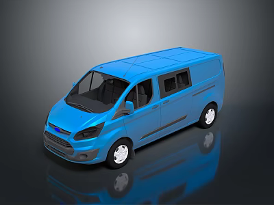 Blue Modern Bus With Boxy Design Shiny Exterior Black Windows And White Wheels 3d model