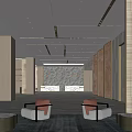Modern Luxury Hotel Lobby Interior With Marble Floor And Wooden Decorative Walls