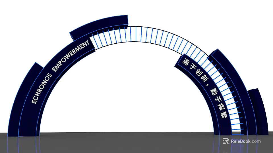 Modern Event Gateway With Blue Curved Design CHRONOS EMPOWERMENT Innovative Exploration 3d model 