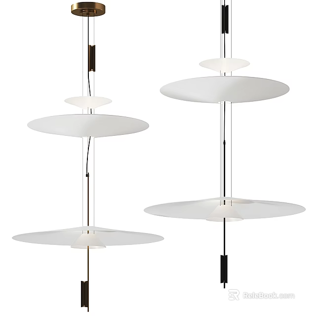 Minimalist Modern Chandeliers Featuring Multiple Circular White Shades And Metal Frames 3d model