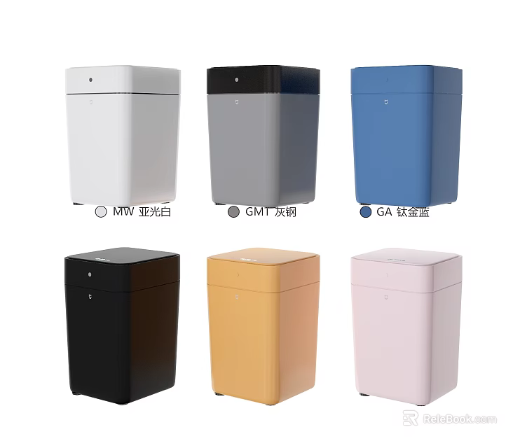 Public Facility Trash Bins with Multiple Colors and Modern Functional Design 3d model