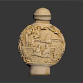 Elegant Carved Perfume Bottle With Landscape Figure Patterns And Ivory White Design