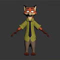 3D Fox Character Wearing Yellow Shirt And Blue Tie Standing With Open Arms