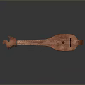 Traditional Wooden Pipa Decorative Home Accessory On Reflective Surface With Carvings