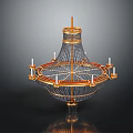 Ornate Gold And Black Mesh Chandelier With Circular Frame And Candle Shaped Holders